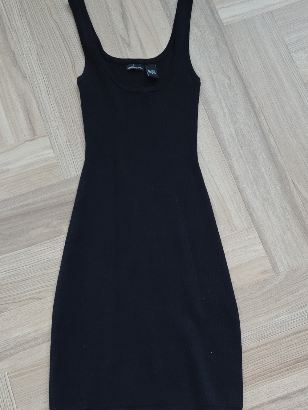 Moda International Black Ribbed Tank Mini Dress Small